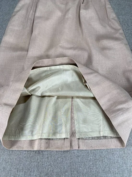 Vintage Cross Country Midi A-Line Skirt Women's 16 Taupe Linen Blend VTG USA NWT - Picture 7 of 11